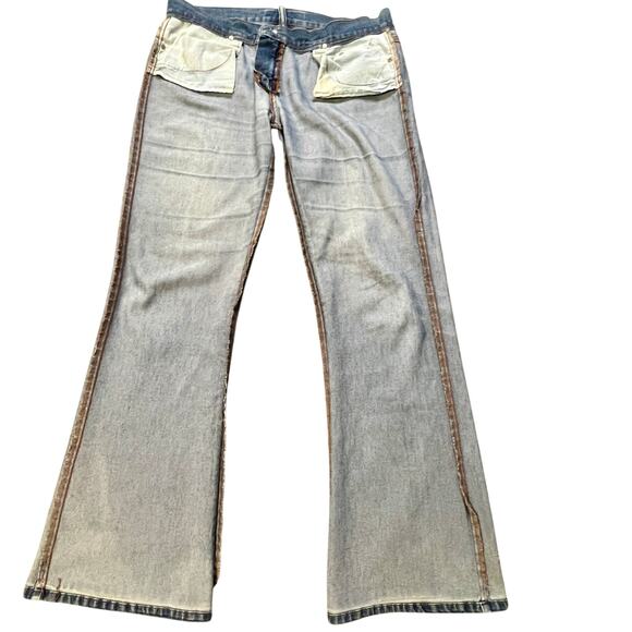 Women's Roxy jeans low rise boot cut Y2K med wash  casual bohemian flare bottom - Picture 5 of 9